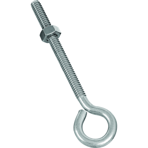 Eye Bolt, 1/4-20 Thread, 2-3/4 in L Thread, 0.56 in ID Dia Eye, 3.02 in L Shank Stainless Steel