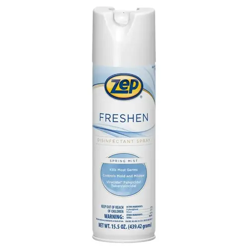 Freshen Disinfectant Spray, 15.5 oz Aerosol Can, Characteristic, Clear/Light Yellow