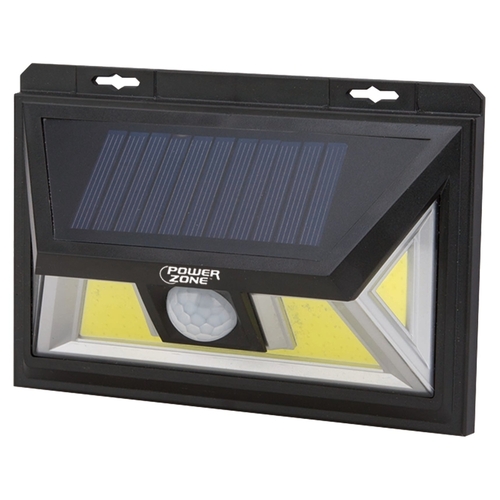 Solar Powered Motion Sensor Wall Light, Lithium Battery, 1-Lamp, COB LED Lamp, ABS/PS Fixture, Black