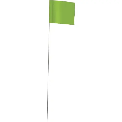 Stake Flag, 21 in L, Lime, Plastic/Steel - pack of 100