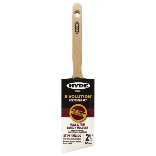 E-volution Oval Paint Brush, 2-1/2 in L Bristle, Polyester Bristle