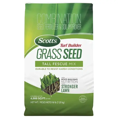 Scotts 18049 Turf Builder 16 Lb. 200 Sq. Ft. Tall Fescue Mix Grass Seed, Fertilizer, and Soil Improver Combination