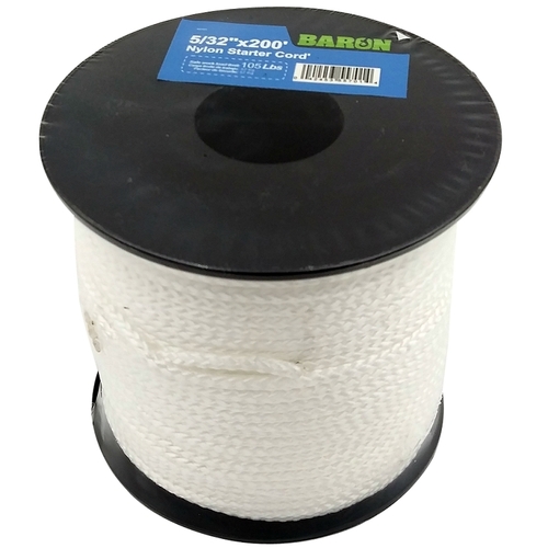 Cord, 5/32 in Dia, 200 ft L, #5, 105 lb Working Load, Nylon/Poly, White