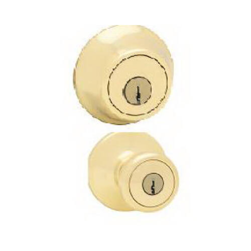 Knob Lockset, 3 Grade, Keyed Key, Polished Brass, 2-3/8 x 2-3/4 in Backset, K6 Keyway - pack of 6