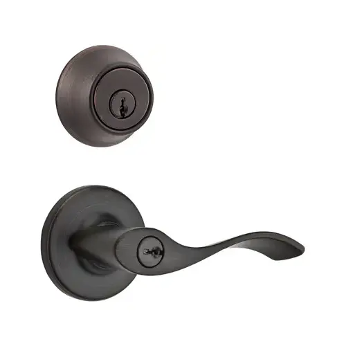 Deadbolt and Entry Lockset, 3 Grade, Venetian Bronze, 2-3/8 x 2-3/4 in Backset, K6 Keyway