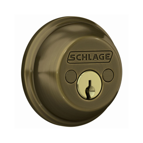 Schlage B62NV609KA4 Entry Deadbolt, 1 Grade, Keyed Alike Key, Metal, Antique Brass, 2-3/8 x 2-3/4 in Backset