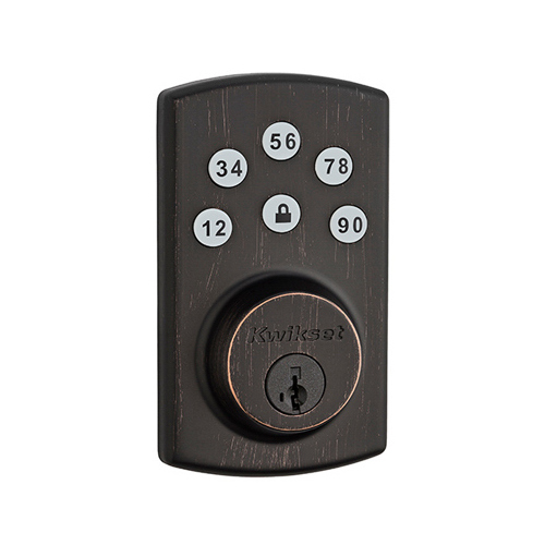 Kwikset 907 11P SMT CAL RCS CP Powerbolt2 Venetian Bronze Single Cylinder Electronic Deadbolt Featuring SmartKey Security