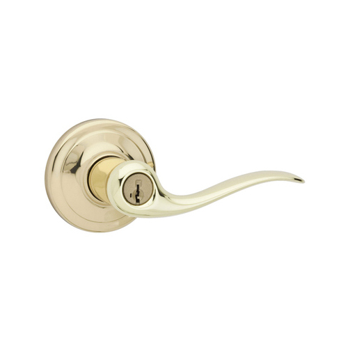 Tustin Polished Brass Entry Door Lever Featuring SmartKey Security