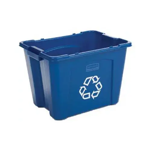 Recycling Box, 14 gal Capacity, Resin, Blue, 20-3/4 in L x 16 in W x 14-3/4 in D Dimensions