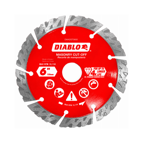 Masonry Cut-Off Disc 6" D X 7/8" Diamond Segmented Turbo