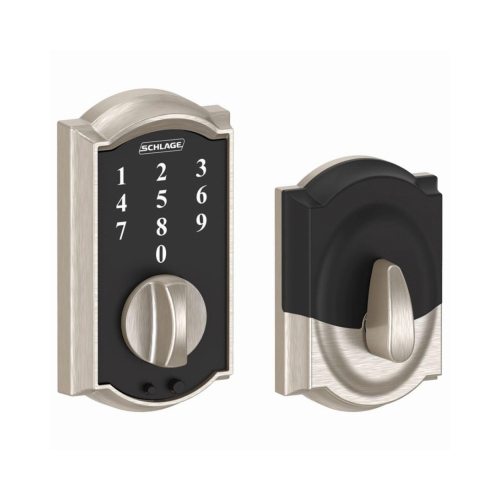 BE375 CAM 619 Deadbolt, 2 Grade, Satin Nickel, 2-3/8 x 2-3/4 in Backset, 1-3/8 to 1-3/4 in Thick Door