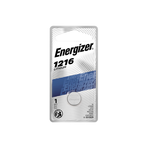 Energizer ECR1216BP Coin Cell Battery, 3 V Battery, 25 mAh, CR1216 Battery, Lithium, Manganese Dioxide