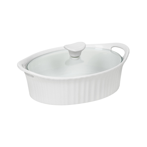 Casserole Dish, 1.5 qt Capacity, Stoneware, French White, Dishwasher Safe: Yes - pack of 2