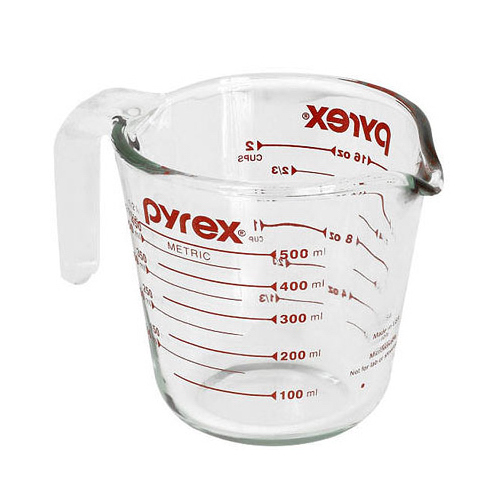 Measuring Cup, 2 Cup Capacity, Ounces Graduation, Glass, Clear