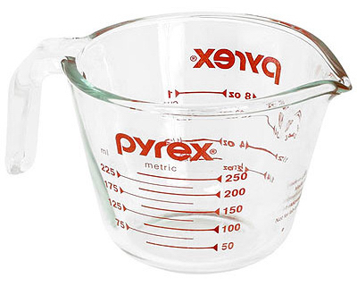 Pyrex 6001074 Measuring Cup, 250 mL Capacity, Glass, Clear