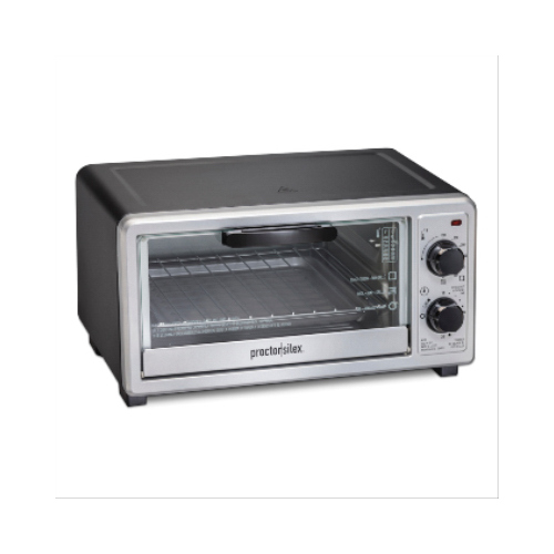 Proctor Silex 31260 Toaster Oven Broiler, 1100 W, Knob Control, Black