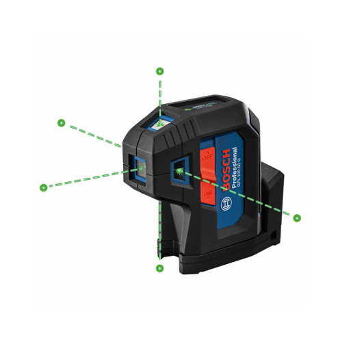 Five-Point Alignment Laser Level, 125 ft, +/-1/8 in at 30 ft Accuracy, 2-Beam, Green Laser