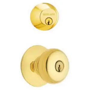 Schlage Plymouth Bright Brass Entry Knobs ANSI Grade 2 Key: K4 1-3/4 in. Schlage Plymouth Bright Brass Entry Knobs ANSI Grade 2 Key: K4 1-3/4 in.