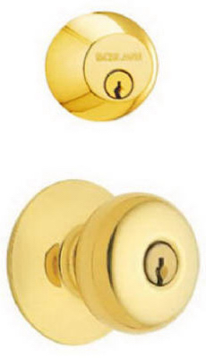 Schlage FB52NVPLY505 Plymouth Series Knob Lockset, 2 Grade, Keyed Alike Key, Polished Brass, 2-3/8 x 2-3/4 in Backset