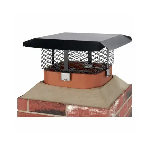 SHELTER SCADJ-S Adjustable Chimney Cap, Steel, Black, Powder-Coated, Fits Duct Size: 19-1/4 x 9-1/4 x 19-1/4 in