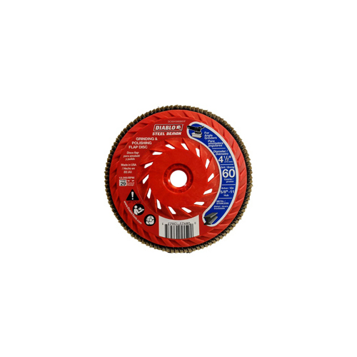 Flap Disc, 4-1/2 in Dia, 5/8-11 Arbor, 60 Grit, Coarse, Zirconium Abrasive