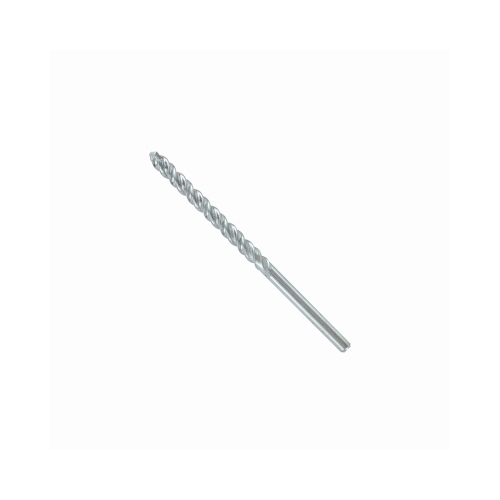 Drill Bit, 3/8 in Dia, 6 in OAL, Percussion, Spiral Flute, 2-Flute, 3/8 in Dia Shank Silver