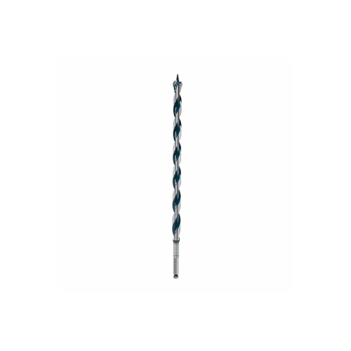 Auger Drill Bit, 7/8 in Dia, 17-1/2 in OAL, Open-Faced Flute, 7/16 in Dia Shank, Hex Shank Blue