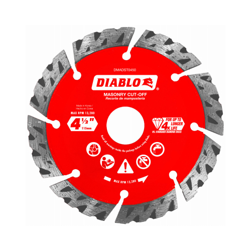 Masonry Cut-Off Disc 4-1/2" D X 7/8" Diamond Segmented Turbo