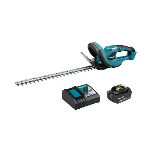 Makita XHU02M1 Cordless Hedge Trimmer Kit, 4 Ah, 18 V Battery, Lithium-Ion Battery, 22 in Blade, Soft-Grip Handle Teal