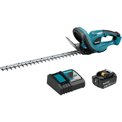 Makita XHU02M1 Cordless Hedge Trimmer Kit, 4 Ah, 18 V Battery, Lithium-Ion Battery, 22 in Blade, Soft-Grip Handle Teal