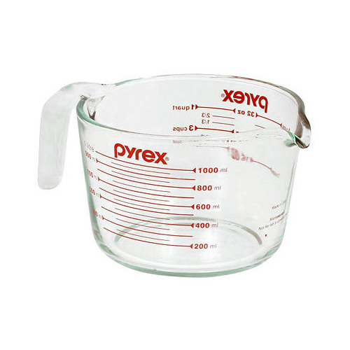 Pyrex 6001076 Measuring Cup, 1 L Capacity, Glass, Clear