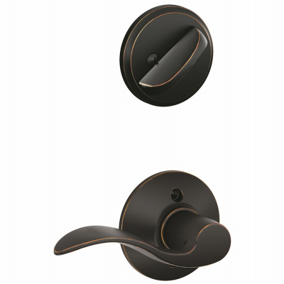 Schlage F59ACC716LH F59ACC716LH Trim Interior Accent, Brass, Aged Bronze, 1-3/4 to 1-3/8 in Thick Door, Left Hand