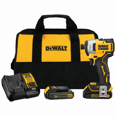 DEWALT DCF809C2 20V MAX ATOMIC Cordless Compact Impact Driver Kit, Battery Included, 20 V, 1/4 in Drive