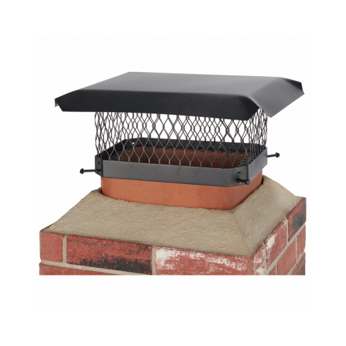 Chimney Cap, Steel, Black, Powder-Coated, Fits Duct Size: 7-1/2 x 11-1/2 to 9-1/2 x 13-1/2 in