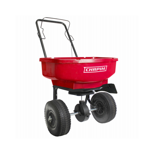Chapin 81000A Residential Turf Spreader, 80 lb Capacity, Steel Frame, Poly Hopper, Pneumatic Wheel