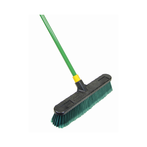 Bulldozer 00528 Push Broom, Polypropylene Bristle, Steel Handle Green