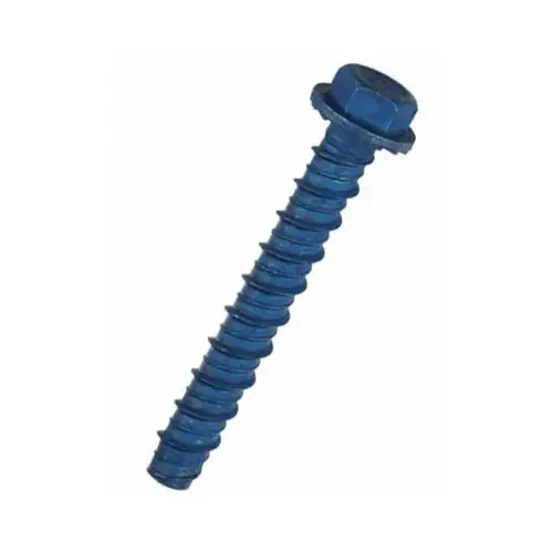 3/8" x 3" Screw Anchor, Hex Drive, Steel, Metallic, 10 PK - pack of 10