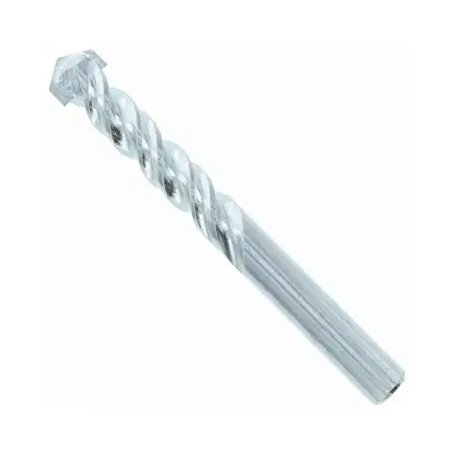 Drill Bit, 1/2 in Dia, 6 in OAL, Percussion, 2-Flute, 10 mm Dia Shank, Straight Shank