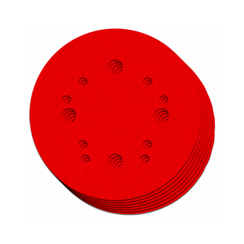 Sanding Disc Pack, 5 in Dia, 60, 80, 100, 120, 220 Grit, Coarse, Medium, Ultra Fine, Universal Red - pack of 50