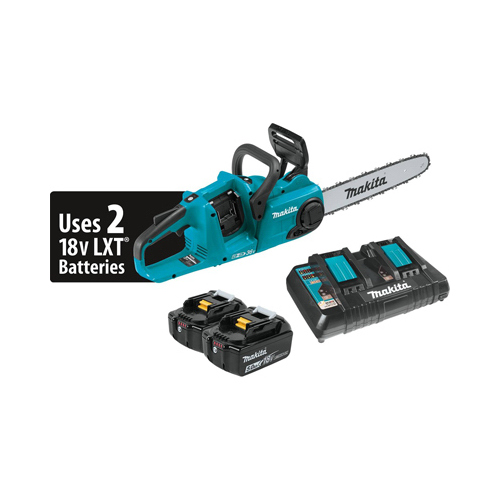 Makita XCU03PT LXT Chainsaw Kit, 5 Ah, 18 V Battery, Lithium-Ion Battery, 14 in L Bar/Chain, 3/8 in Bar/Chain Pitch