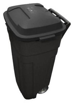 Rubbermaid FG289804BLA Roughneck Wheeled Trash Can, 34 gal Capacity, Resin, Black, Detached Lid Closure