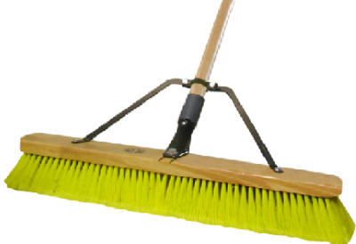 QUICKIE 857SUS 00 Push Broom, 24 in Sweep Face, Polypropylene Bristle, Wood Handle Yellow