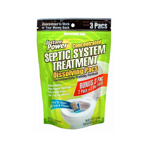 Instant Power 1852 Septic System Treatment, Powder, Light Brown, Characteristic, Weak, 2 oz Pack