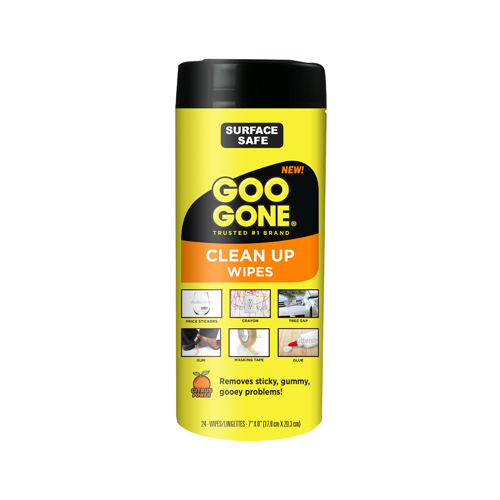 Goo Gone 2000 Cleaning Wipes, 8 in L, 7 in W, Citrus