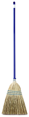 QUICKIE 9006 900-6 Outdoor Broom, 12 in Sweep Face, Corn Fiber Bristle, Steel Handle Blue/Brown