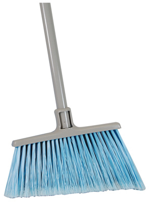 QUICKIE 7504 750-4 Angle Broom, 12 in Sweep Face, Poly Fiber Bristle, Steel Handle Gray