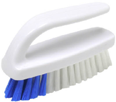 QUICKIE 221 Scrub Brush 4" W Soft Bristle 4" Plastic Handle Blue/White