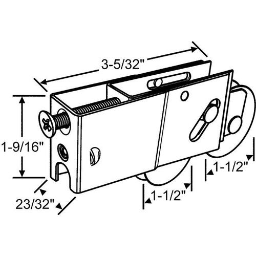 Tandem Patio Door Roller Assy ABB Series 1-1/2" SS Precision Bearing Rollers