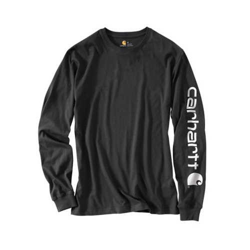 CARHARTT K231-BLK-MED-REG Graphic Logo T-Shirt, Long-Sleeves, Black, Medium