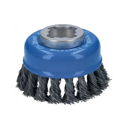 X-Lock Single Row Cup Brush, Knotted Wire, Carbon Steel, 3-In.